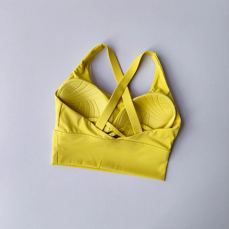 Sujetador deportivo con almohadilla fija de alta intensidad, a prueba de golpes, para correr, gimnasio, push-up, yoga, fitness, lencería, ropa interior profesional para mujer