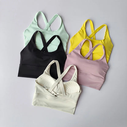 Sujetador deportivo con almohadilla fija de alta intensidad, a prueba de golpes, para correr, gimnasio, push-up, yoga, fitness, lencería, ropa interior profesional para mujer