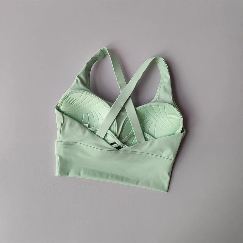 Sujetador deportivo con almohadilla fija de alta intensidad, a prueba de golpes, para correr, gimnasio, push-up, yoga, fitness, lencería, ropa interior profesional para mujer