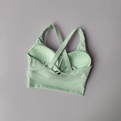 Sujetador deportivo con almohadilla fija de alta intensidad, a prueba de golpes, para correr, gimnasio, push-up, yoga, fitness, lencería, ropa interior profesional para mujer