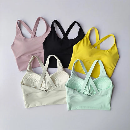 Sujetador deportivo con almohadilla fija de alta intensidad, a prueba de golpes, para correr, gimnasio, push-up, yoga, fitness, lencería, ropa interior profesional para mujer